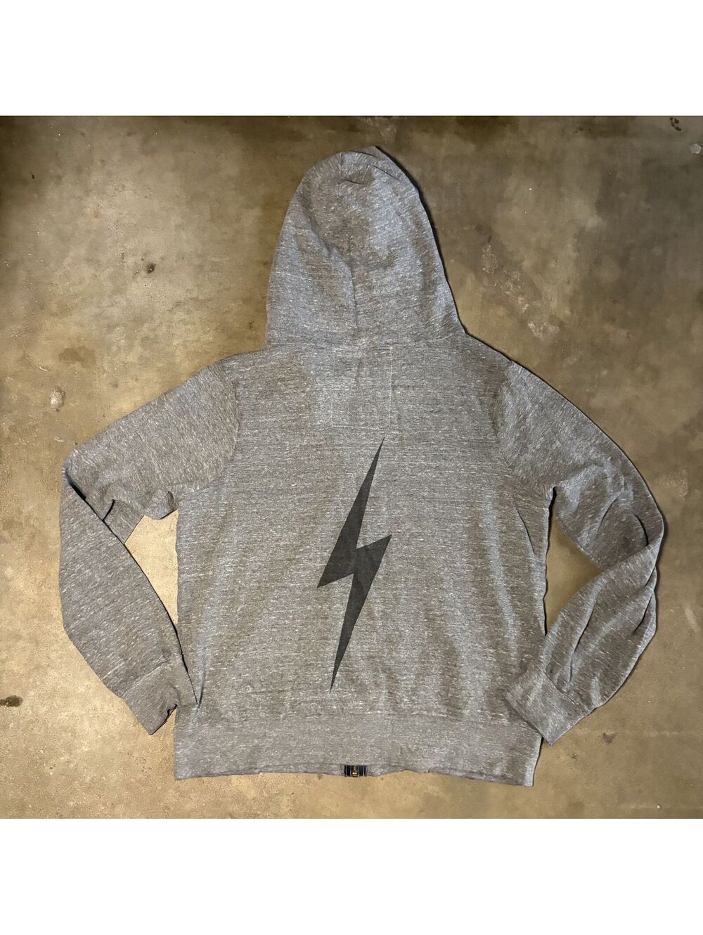 Aviator Nation Women L Gray Lightning Bolt Zip-Up Hoodie